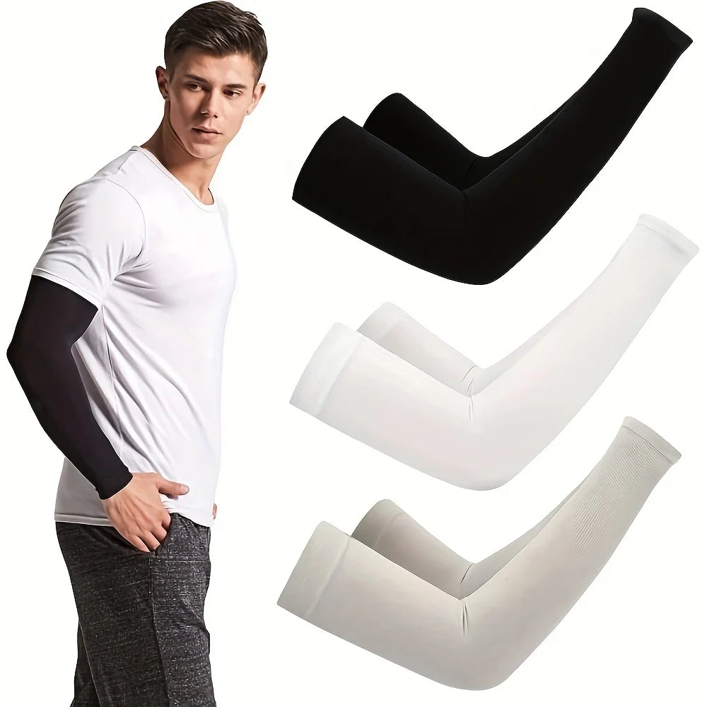 3 Pairs of Sunscreen Sleeves, Breathable Sweat-Absorbing Sleeves, Cold Arm Covers, Cycling Outdoor Arm Covers, Ice Sleeves.